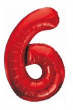 Balon z helem cyfra 6 - 90cm czerwona